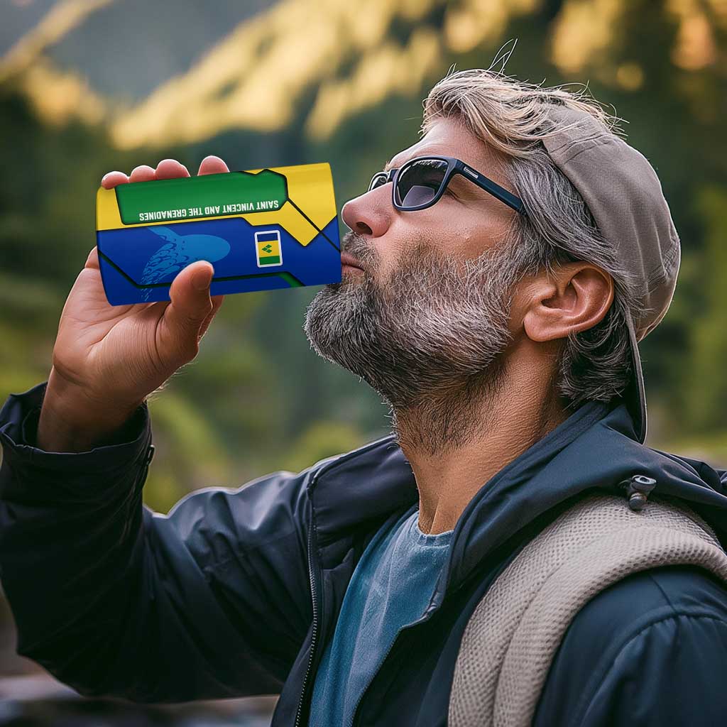 Saint Vincent and the Grenadines Flag Wave Map 4 in 1 Can Cooler Tumbler Caribbean Island Pride Pullover - Wonder Print Shop