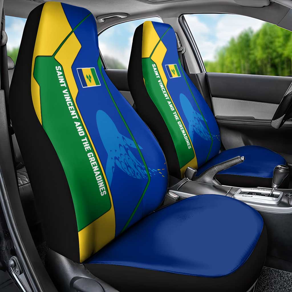 Saint Vincent and the Grenadines Flag Wave Map Car Seat Cover Caribbean Island Pride Pullover - Wonder Print Shop