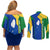 Saint Vincent and the Grenadines Flag Wave Map Couples Matching Off Shoulder Short Dress and Long Sleeve Button Shirt Caribbean Island Pride Pullover - Wonder Print Shop