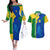 Saint Vincent and the Grenadines Flag Wave Map Couples Matching Off The Shoulder Long Sleeve Dress and Hawaiian Shirt Caribbean Island Pride Pullover - Wonder Print Shop