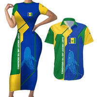 Saint Vincent and the Grenadines Flag Wave Map Couples Matching Short Sleeve Bodycon Dress and Hawaiian Shirt Caribbean Island Pride Pullover - Wonder Print Shop