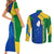 Saint Vincent and the Grenadines Flag Wave Map Couples Matching Short Sleeve Bodycon Dress and Long Sleeve Button Shirt Caribbean Island Pride Pullover - Wonder Print Shop