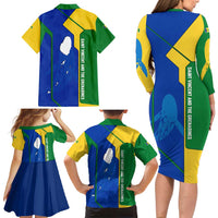 Saint Vincent and the Grenadines Flag Wave Map Family Matching Long Sleeve Bodycon Dress and Hawaiian Shirt Caribbean Island Pride Pullover - Wonder Print Shop