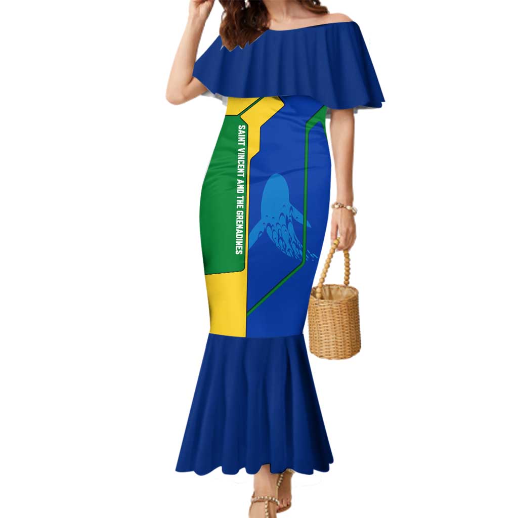 Saint Vincent and the Grenadines Flag Wave Map Family Matching Mermaid Dress and Hawaiian Shirt Caribbean Island Pride Pullover - Wonder Print Shop