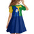 Saint Vincent and the Grenadines Flag Wave Map Family Matching Off The Shoulder Long Sleeve Dress and Hawaiian Shirt Caribbean Island Pride Pullover - Wonder Print Shop