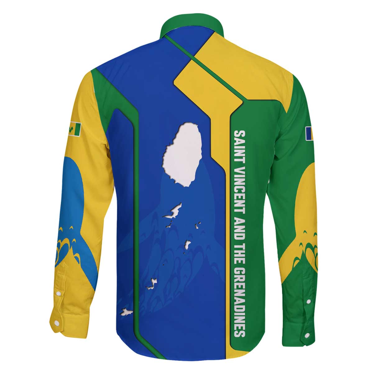 Saint Vincent and the Grenadines Flag Wave Map Family Matching Off The Shoulder Long Sleeve Dress and Hawaiian Shirt Caribbean Island Pride Pullover - Wonder Print Shop