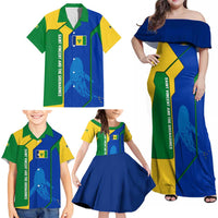 Saint Vincent and the Grenadines Flag Wave Map Family Matching Off Shoulder Maxi Dress and Hawaiian Shirt Caribbean Island Pride Pullover - Wonder Print Shop