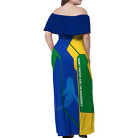 Saint Vincent and the Grenadines Flag Wave Map Family Matching Off Shoulder Maxi Dress and Hawaiian Shirt Caribbean Island Pride Pullover - Wonder Print Shop