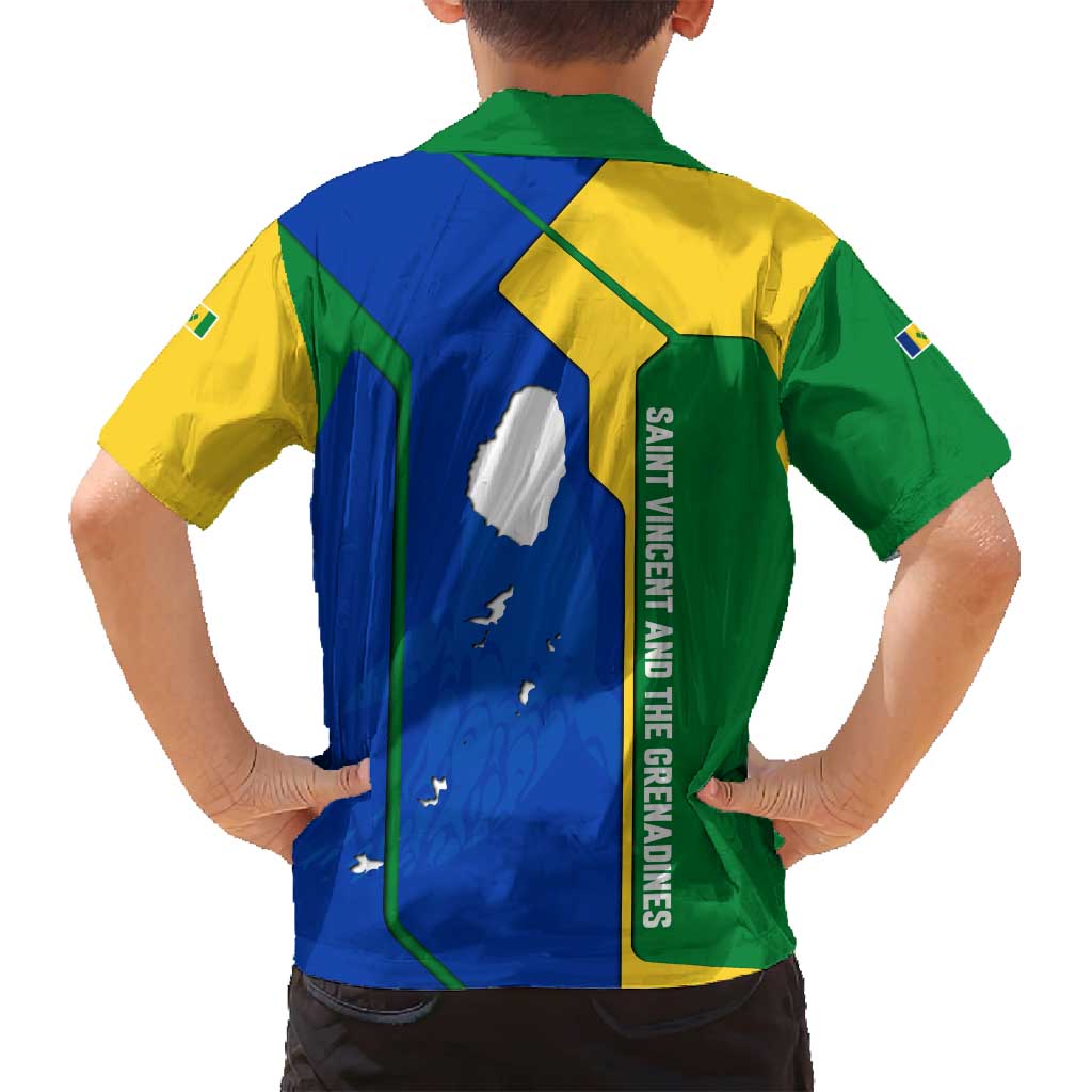 Saint Vincent and the Grenadines Flag Wave Map Family Matching Off Shoulder Short Dress and Hawaiian Shirt Caribbean Island Pride Pullover - Wonder Print Shop