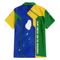 Saint Vincent and the Grenadines Flag Wave Map Family Matching Off Shoulder Short Dress and Hawaiian Shirt Caribbean Island Pride Pullover - Wonder Print Shop