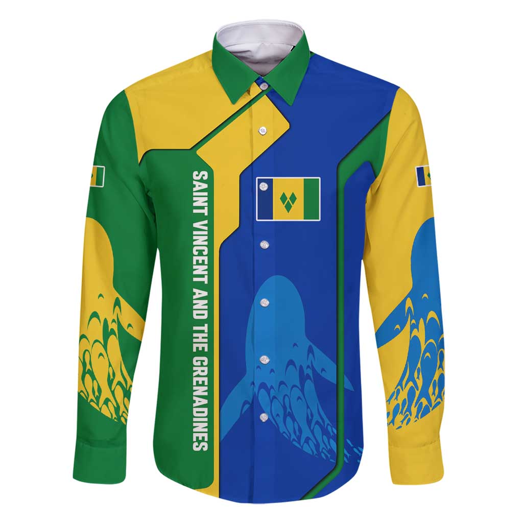 Saint Vincent and the Grenadines Flag Wave Map Family Matching Off Shoulder Short Dress and Hawaiian Shirt Caribbean Island Pride Pullover - Wonder Print Shop