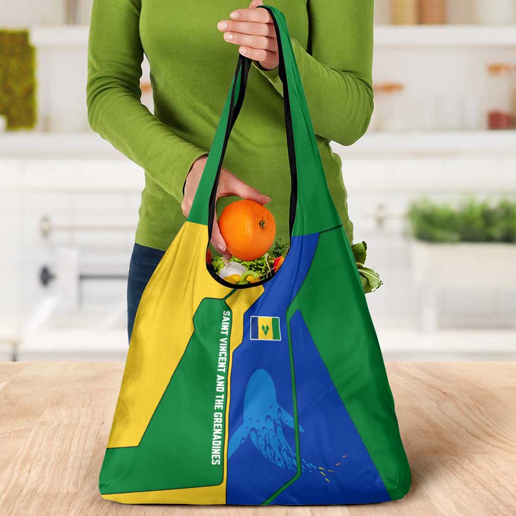 Saint Vincent and the Grenadines Flag Wave Map Grocery Bag Caribbean Island Pride Pullover - Wonder Print Shop