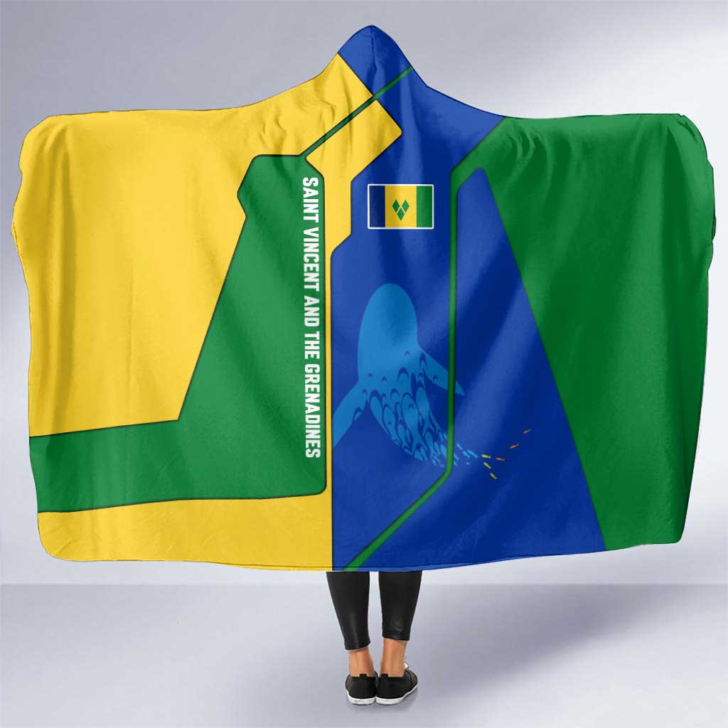Saint Vincent and the Grenadines Flag Wave Map Hooded Blanket Caribbean Island Pride Pullover - Wonder Print Shop