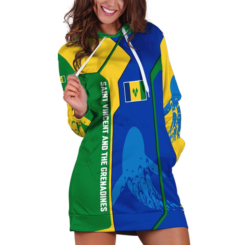Saint Vincent and the Grenadines Flag Wave Map Hoodie Dress Caribbean Island Pride Pullover - Wonder Print Shop