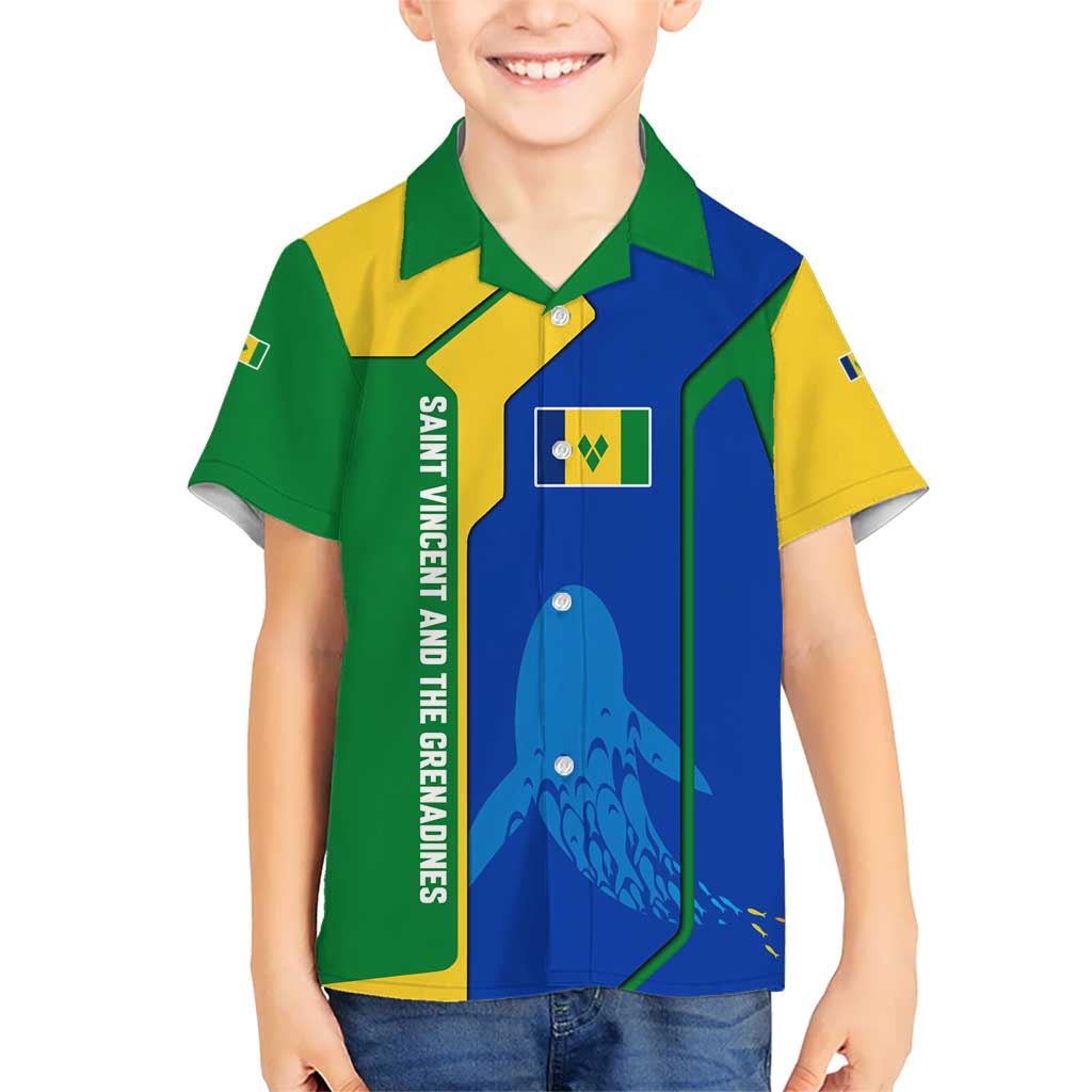 Saint Vincent and the Grenadines Flag Wave Map Kid Hawaiian Shirt Caribbean Island Pride Pullover - Wonder Print Shop