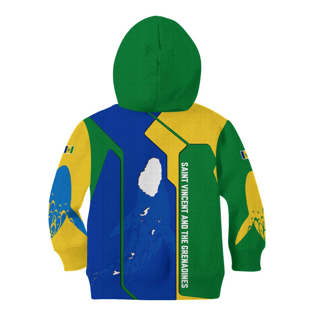 Saint Vincent and the Grenadines Flag Wave Map Kid Hoodie Caribbean Island Pride Pullover - Wonder Print Shop