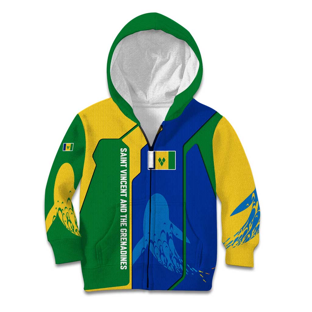 Saint Vincent and the Grenadines Flag Wave Map Kid Hoodie Caribbean Island Pride Pullover - Wonder Print Shop