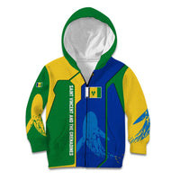 Saint Vincent and the Grenadines Flag Wave Map Kid Hoodie Caribbean Island Pride Pullover - Wonder Print Shop