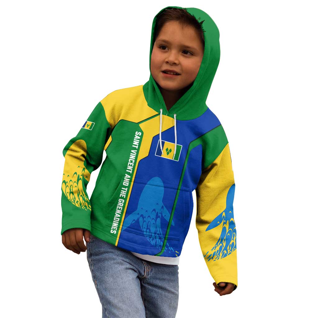 Saint Vincent and the Grenadines Flag Wave Map Kid Hoodie Caribbean Island Pride Pullover - Wonder Print Shop