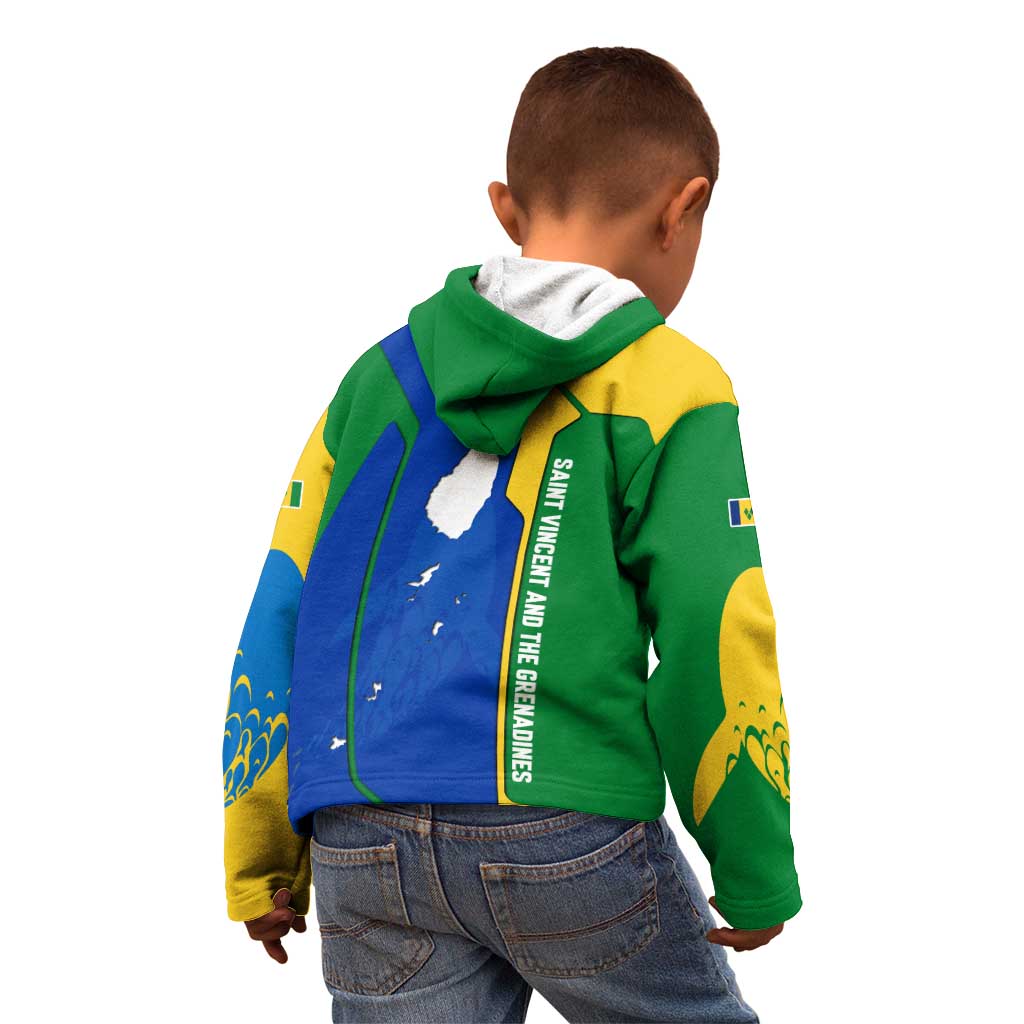 Saint Vincent and the Grenadines Flag Wave Map Kid Hoodie Caribbean Island Pride Pullover - Wonder Print Shop