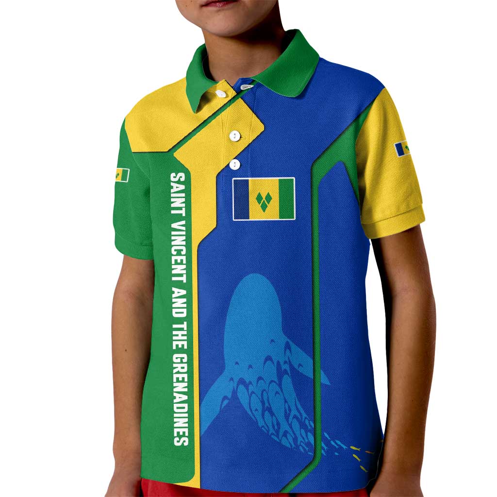 Saint Vincent and the Grenadines Flag Wave Map Kid Polo Shirt Caribbean Island Pride Pullover - Wonder Print Shop