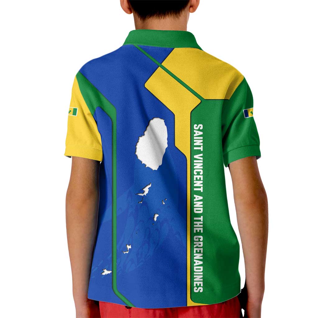 Saint Vincent and the Grenadines Flag Wave Map Kid Polo Shirt Caribbean Island Pride Pullover - Wonder Print Shop