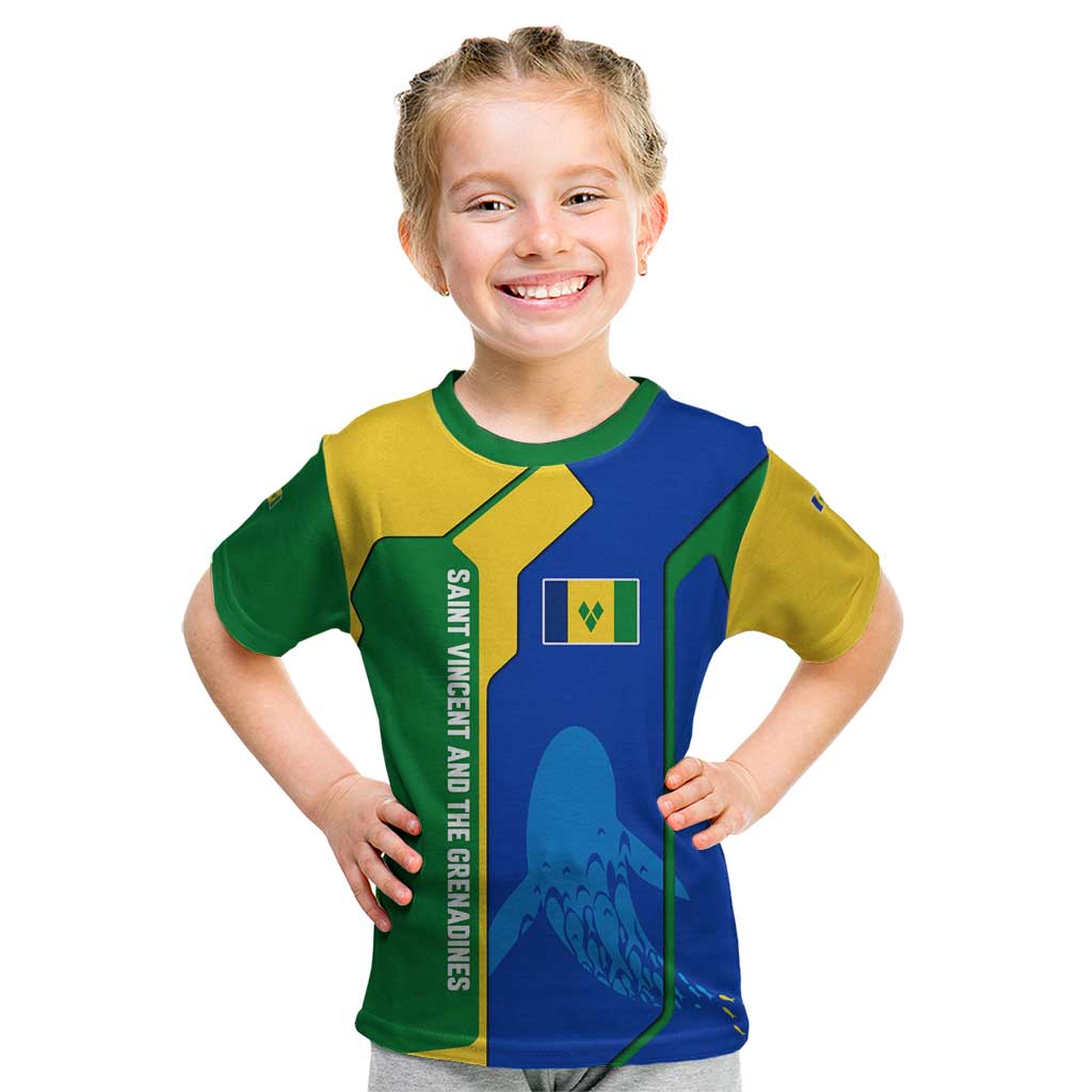 Saint Vincent and the Grenadines Flag Wave Map Kid T Shirt Caribbean Island Pride Pullover - Wonder Print Shop