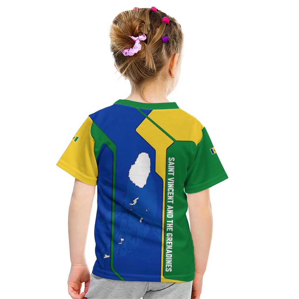Saint Vincent and the Grenadines Flag Wave Map Kid T Shirt Caribbean Island Pride Pullover - Wonder Print Shop