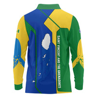 Saint Vincent and the Grenadines Flag Wave Map Long Sleeve Polo Shirt Caribbean Island Pride Pullover - Wonder Print Shop