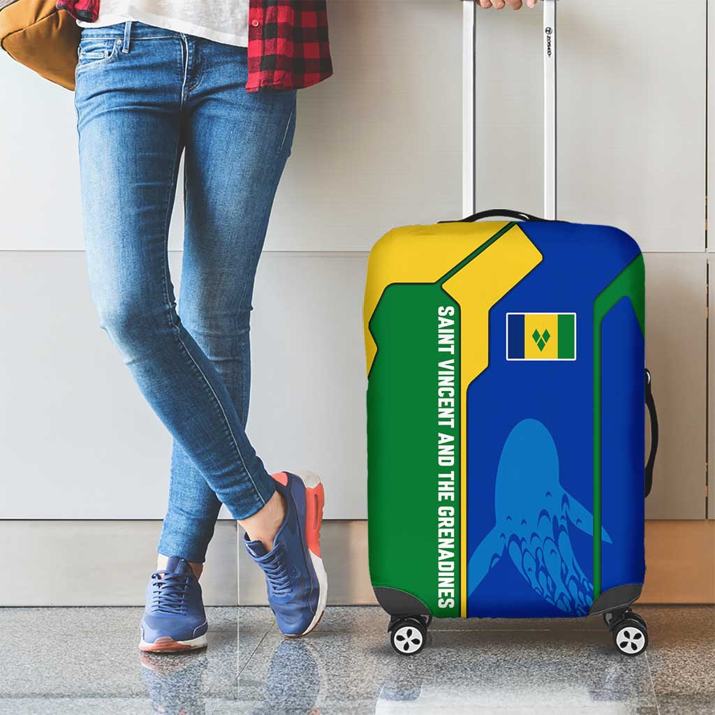 Saint Vincent and the Grenadines Flag Wave Map Luggage Cover Caribbean Island Pride Pullover - Wonder Print Shop