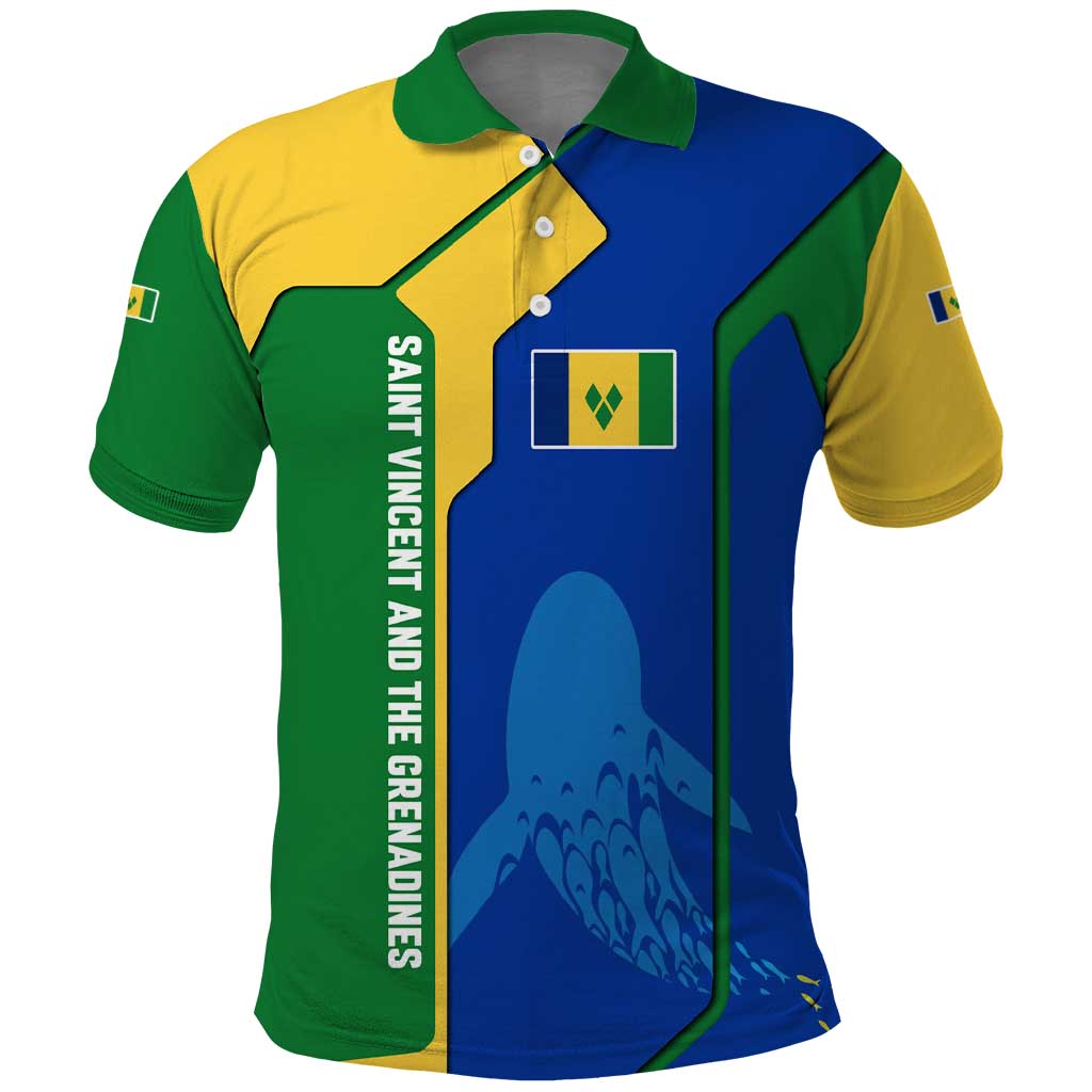 Saint Vincent and the Grenadines Flag Wave Map Polo Shirt Caribbean Island Pride Pullover - Wonder Print Shop