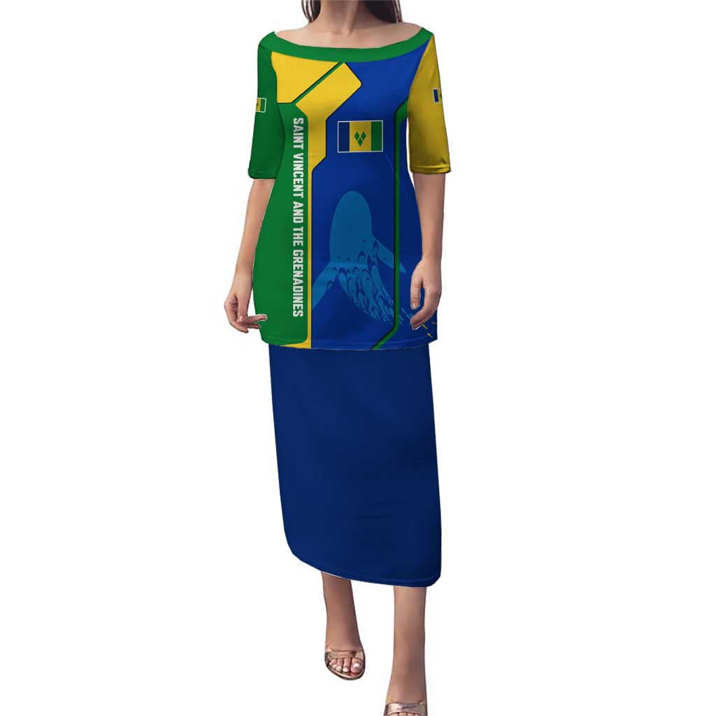 Saint Vincent and the Grenadines Flag Wave Map Puletasi Caribbean Island Pride Pullover - Wonder Print Shop