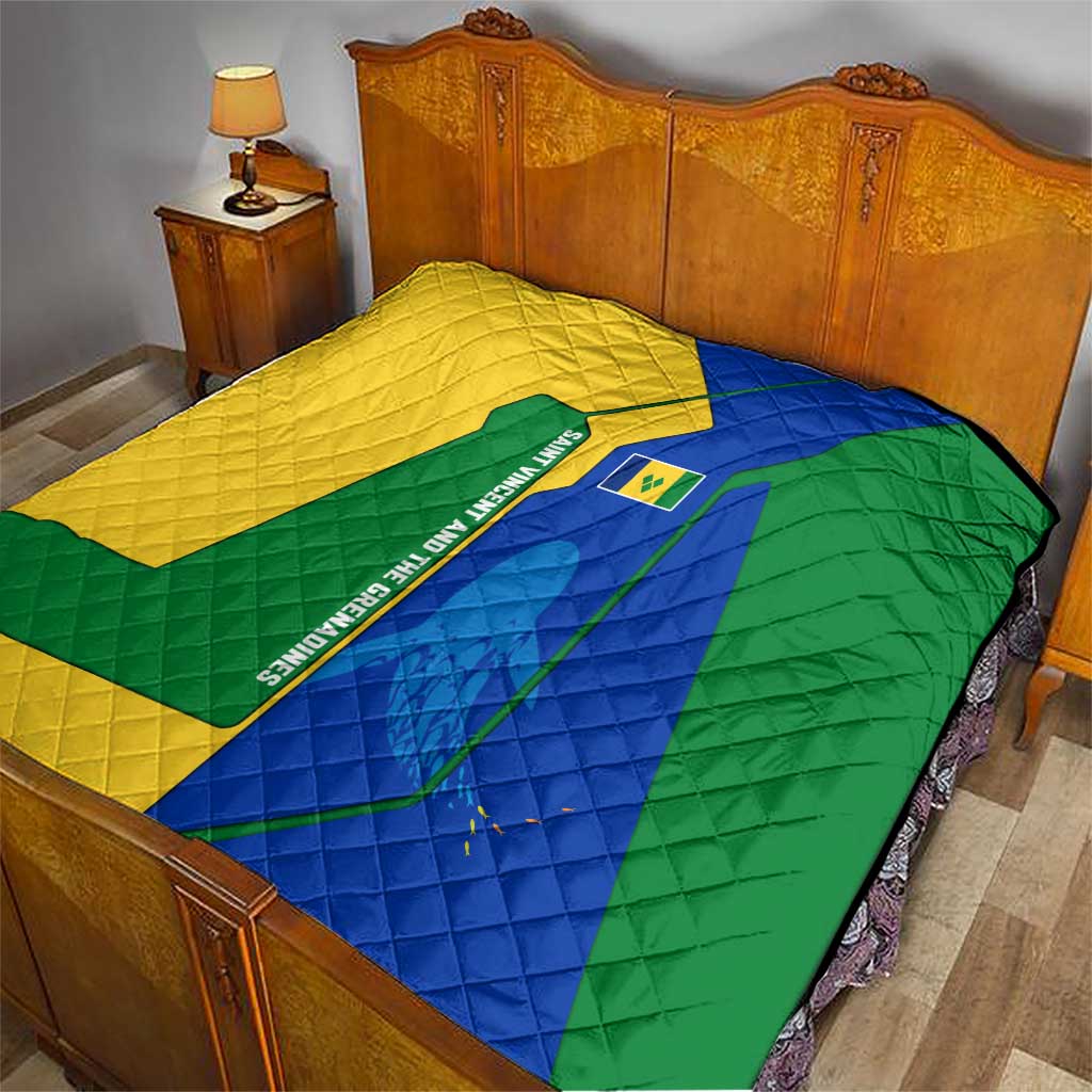 Saint Vincent and the Grenadines Flag Wave Map Quilt Caribbean Island Pride Pullover - Wonder Print Shop