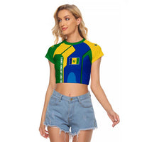 Saint Vincent and the Grenadines Flag Wave Map Raglan Cropped T Shirt Caribbean Island Pride Pullover - Wonder Print Shop