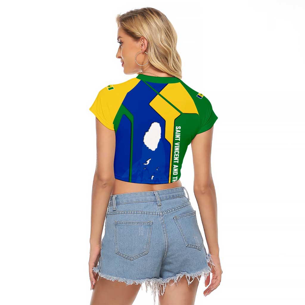 Saint Vincent and the Grenadines Flag Wave Map Raglan Cropped T Shirt Caribbean Island Pride Pullover - Wonder Print Shop