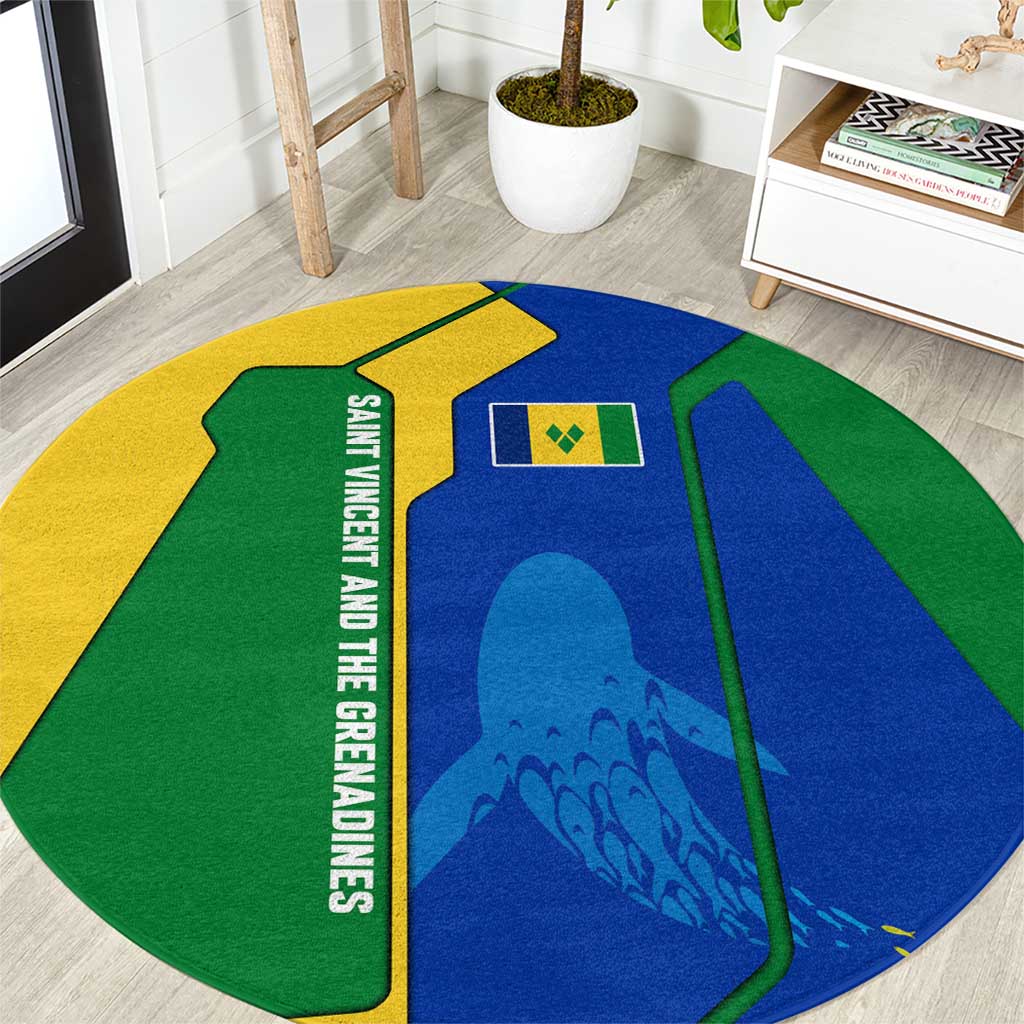 Saint Vincent and the Grenadines Flag Wave Map Round Carpet Caribbean Island Pride Pullover - Wonder Print Shop
