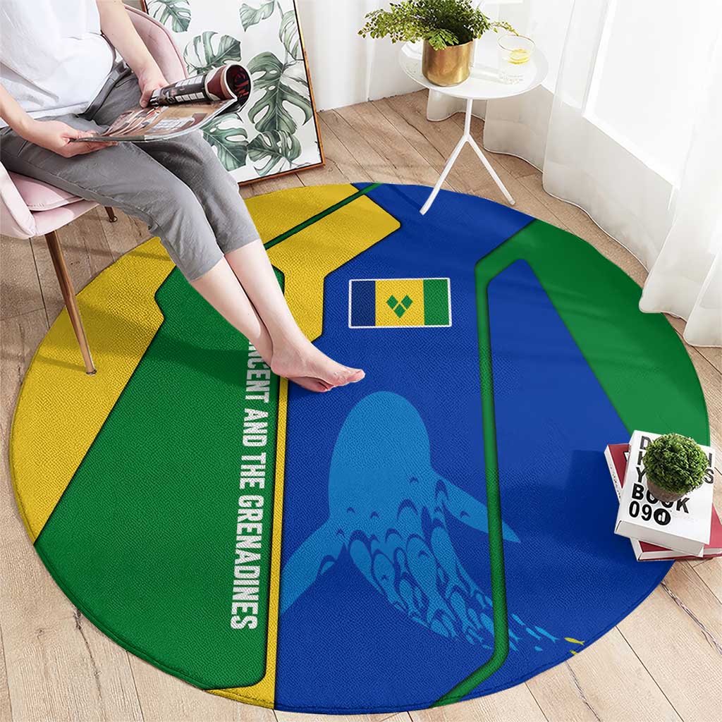 Saint Vincent and the Grenadines Flag Wave Map Round Carpet Caribbean Island Pride Pullover - Wonder Print Shop