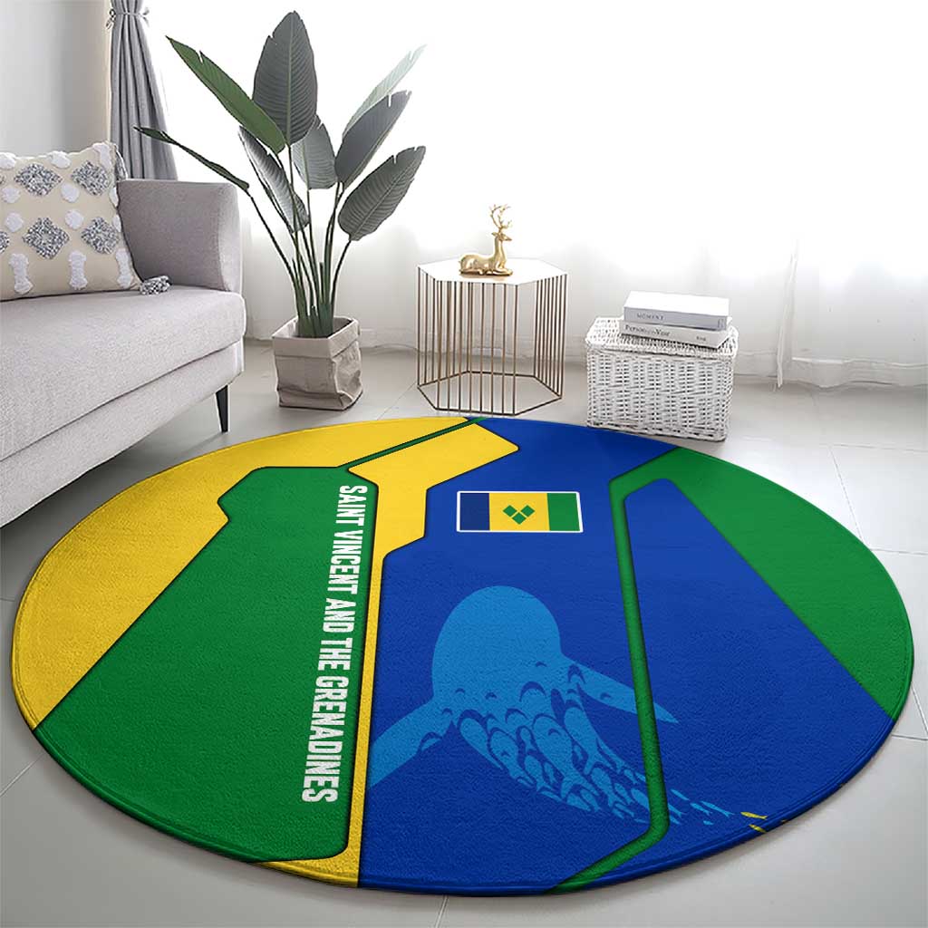Saint Vincent and the Grenadines Flag Wave Map Round Carpet Caribbean Island Pride Pullover - Wonder Print Shop