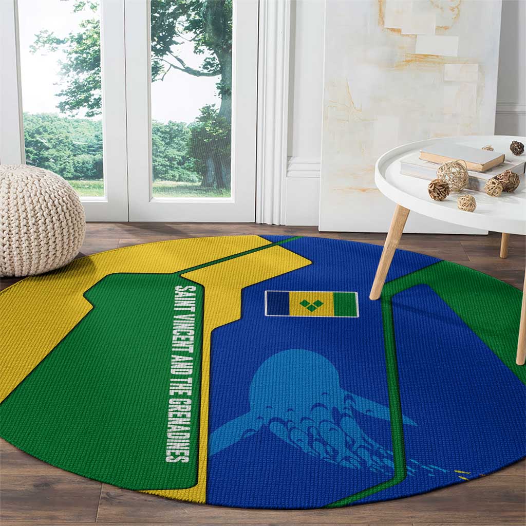 Saint Vincent and the Grenadines Flag Wave Map Round Carpet Caribbean Island Pride Pullover - Wonder Print Shop