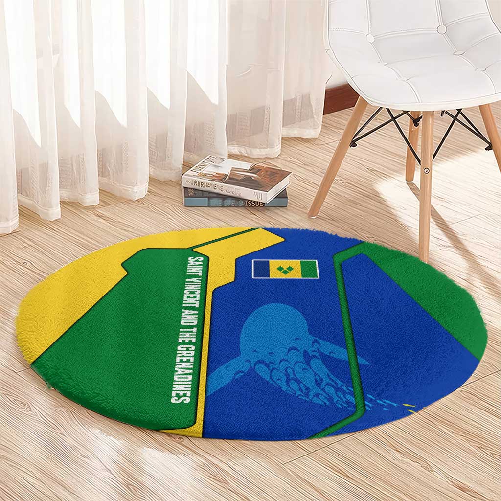 Saint Vincent and the Grenadines Flag Wave Map Round Carpet Caribbean Island Pride Pullover - Wonder Print Shop