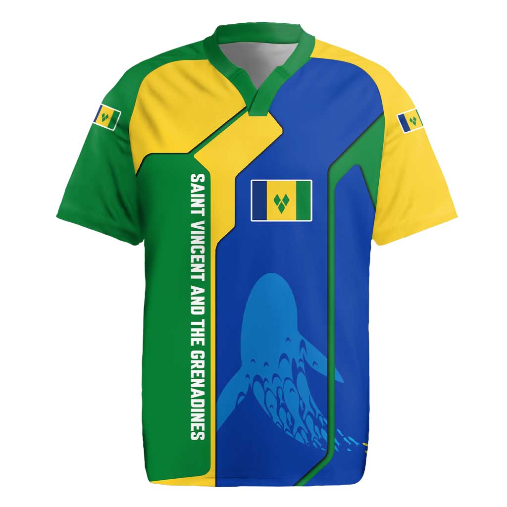 Saint Vincent and the Grenadines Flag Wave Map Rugby Jersey Caribbean Island Pride Pullover - Wonder Print Shop