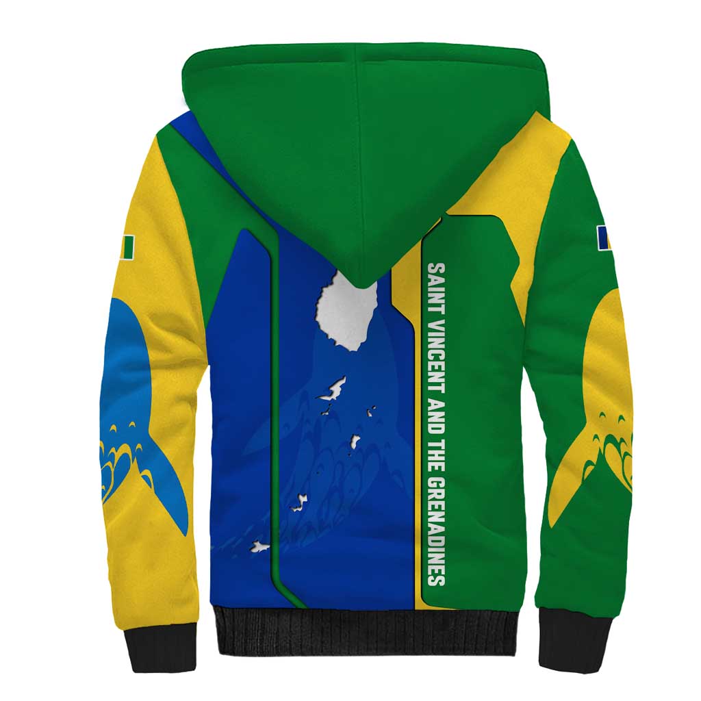 Saint Vincent and the Grenadines Flag Wave Map Sherpa Hoodie Caribbean Island Pride Pullover - Wonder Print Shop
