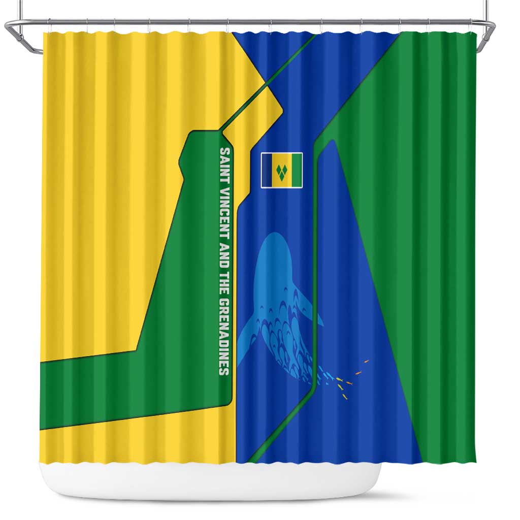 Saint Vincent and the Grenadines Flag Wave Map Shower Curtain Caribbean Island Pride Pullover - Wonder Print Shop