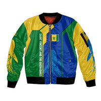 Saint Vincent and the Grenadines Flag Wave Map Sleeve Zip Bomber Jacket Caribbean Island Pride Pullover - Wonder Print Shop