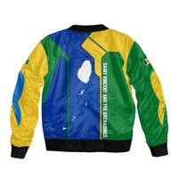 Saint Vincent and the Grenadines Flag Wave Map Sleeve Zip Bomber Jacket Caribbean Island Pride Pullover - Wonder Print Shop