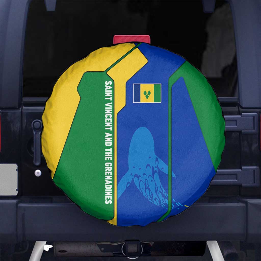 Saint Vincent and the Grenadines Flag Wave Map Spare Tire Cover Caribbean Island Pride Pullover - Wonder Print Shop