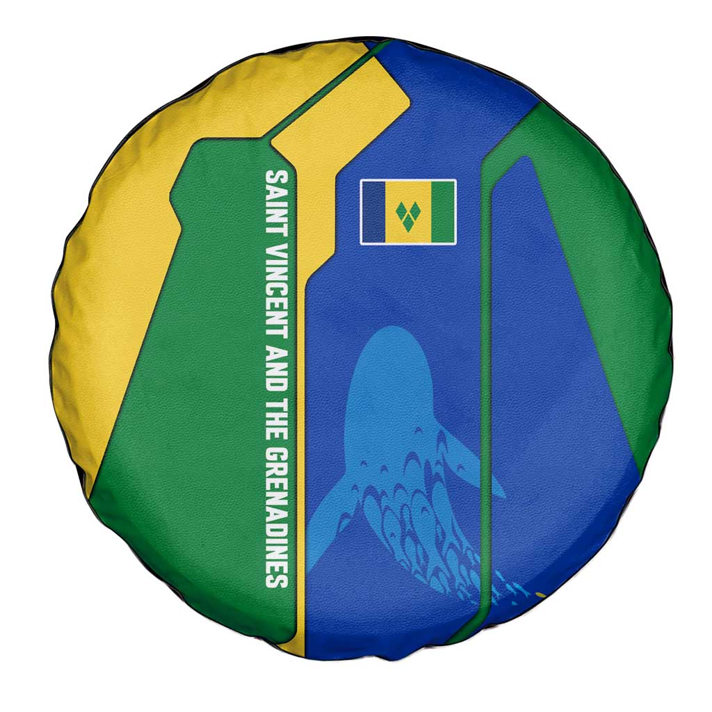 Saint Vincent and the Grenadines Flag Wave Map Spare Tire Cover Caribbean Island Pride Pullover - Wonder Print Shop