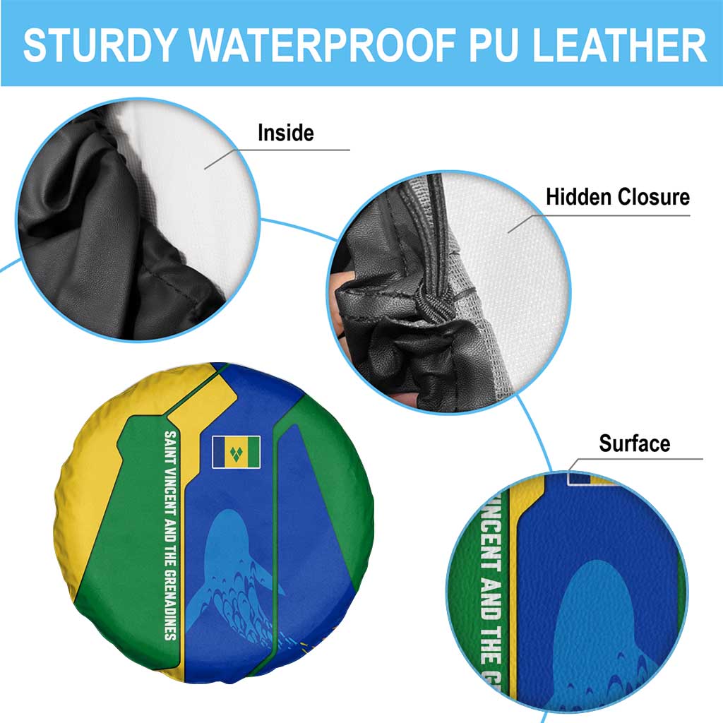 Saint Vincent and the Grenadines Flag Wave Map Spare Tire Cover Caribbean Island Pride Pullover - Wonder Print Shop