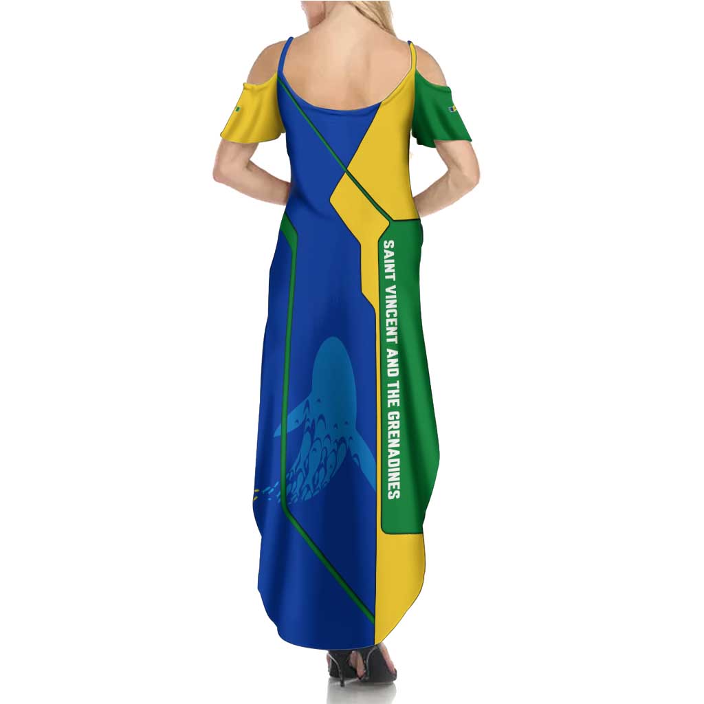 Saint Vincent and the Grenadines Flag Wave Map Summer Maxi Dress Caribbean Island Pride Pullover - Wonder Print Shop