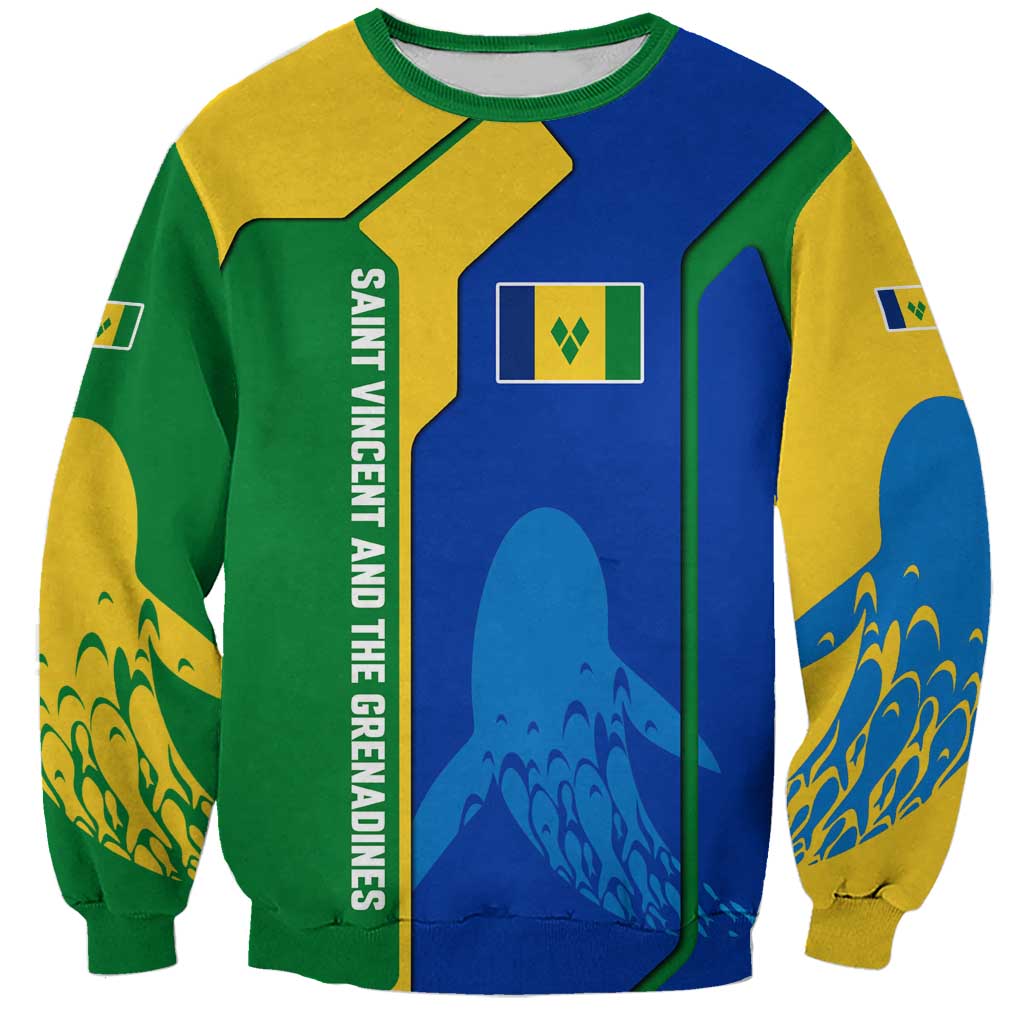 Saint Vincent and the Grenadines Flag Wave Map Sweatshirt Caribbean Island Pride Pullover - Wonder Print Shop